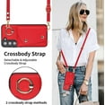 thumbnail image 6 of Phone Case for Samsung Galaxy S22 Plus S22+ 5G Wallet Cover with Screen Protector and Ring Stand Credit Card Holder Slot Crossbody Strap Cell S22+5G S22plus 22S + S 22 22+ Women Girls Men Red, 6 of 13