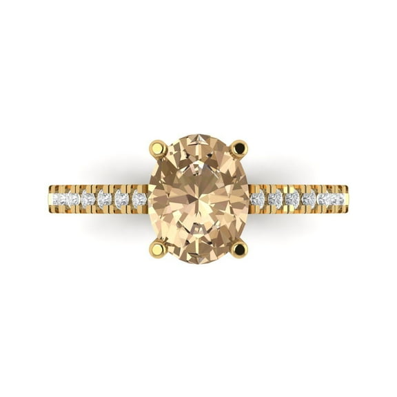 Solitaire with Accents Engagement Ring for Women - 2.21ct Yellow Moissanite in 18K Yellow Gold Promise Ring