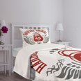 thumbnail image 5 of Ambesonne Fitness Quilted Bedspread Set 2 Pcs, Vintage Gym Emblem, Twin Size, Red White Grey, 5 of 6