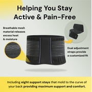BraceUP Lumbar Back Brace with Dual Adjustable Straps – Lower Back Support Belt with Breathable Mesh Panels (L/XL)