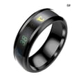 thumbnail image 2 of Sonducket Anillos de pareja de moda de acero inoxidable anillo delicado Sensor de temperatura corporal pequeño ligero dedo joyería regalos de Ropa, zapatos y accesorios Miscelánea Negro 6#, 2 of 6