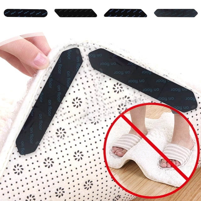Fiudx Cinta Adhesiva Reutilizable para Alfombras (12 Unidades), Evita Que Se Doble y Resbale, Agarre Antideslizante, Apta para Madera, Azulejos, Hormigón, Sala de Estar y Dormitorio. Tamaño: 13 X 2,5