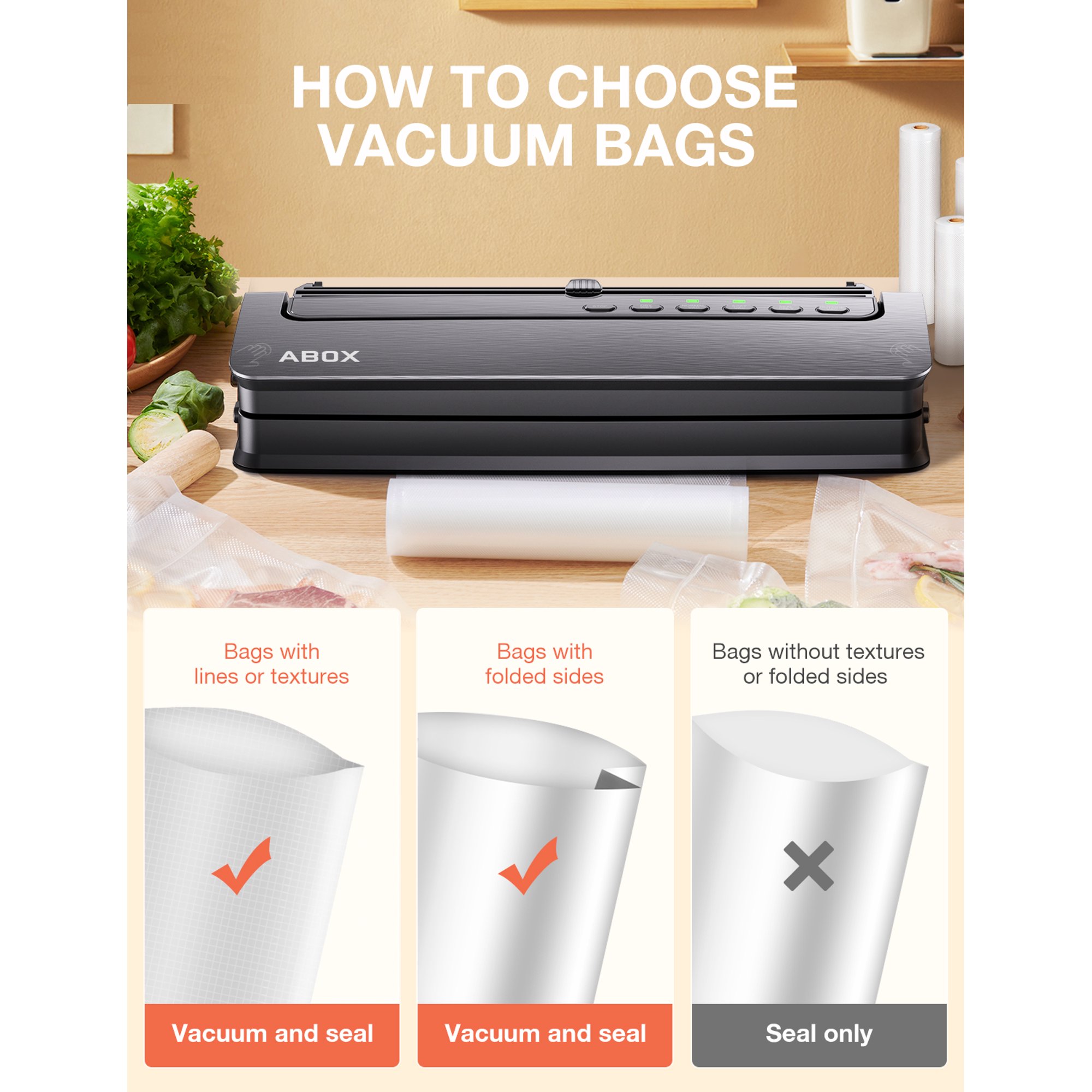 Buy ABOX Vacuum Sealer, 6 in 1 Vacuum Sealer Machine with Dry/Wet Modes