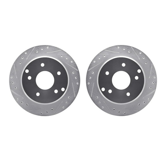 Dynamic Friction Company Rear Brake Rotors-Drilled and Slotted-Silver 7002-47060