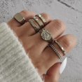 thumbnail image 2 of -Style Bagua Leaf Ring and Flower Chain Joint Ring Set - Unique Fashionable Accessories for, 2 of 8