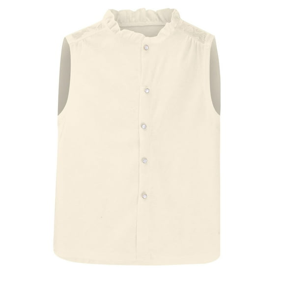 Sleeveless Dress Shirts for Women, Yigetop A Versatile Sleeveless Shirt with A Collar for A Slimming Look As An inner Layer for A Suit Sleeveless Button Up Shirts for Women Beige L