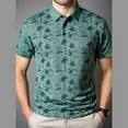 thumbnail image 2 of Felirenzacia Plus Size Men’s Regular Fit Polo, Lightweight Performance Palm Tree Print Short Sleeve Hawaii Shirt, Green,4XL, 2 of 4