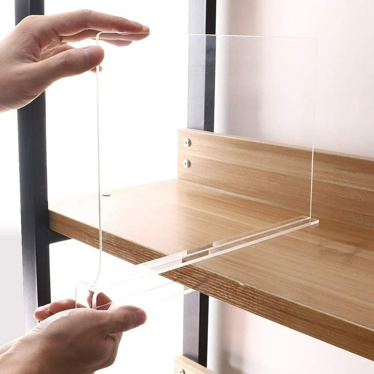 ROUFA 8Pcs Clear Acrylic Shelf Dividers, Adjustable Closet Organizer Fit  for Any Thickness of Shelves, Multi-Purpose Wood Shelf Separators for