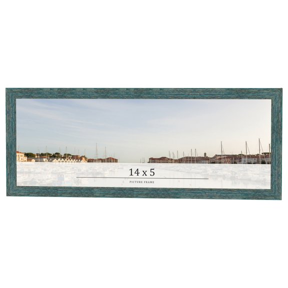 14x5 IN Frame Blue Rustic Barnwood Solid Wood Picture Frame Width 1.25 Inches | Interior Depth 0.5