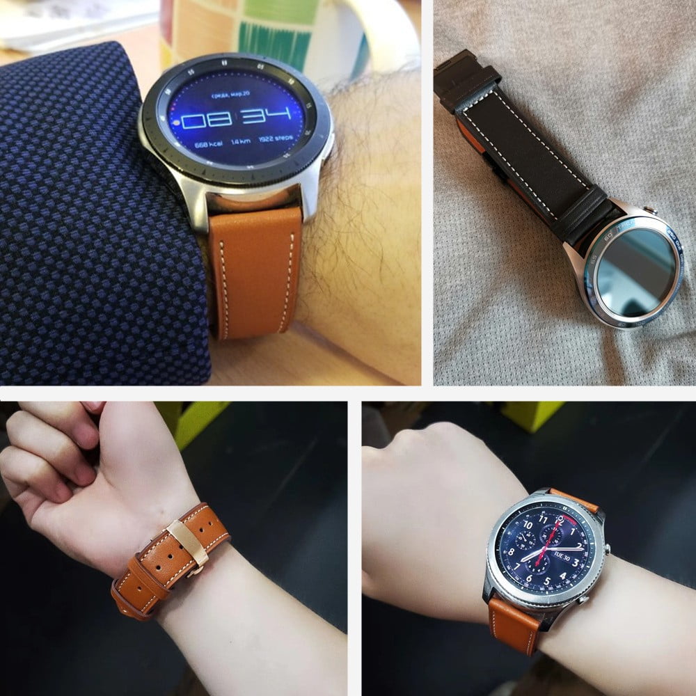 ALMNVO Leather Bands Compatible with Amazfit GTR 2 GTR 3 GTR 3 Pro Stratos 2 GTR 47mm 22mm Watch Band Genuine Leather Replacement Watch Band Bracelet