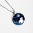 thumbnail image 4 of Polar Bear Glass Design Circular Pendant Necklace - Elegant Jewelry for Women, 4 of 5