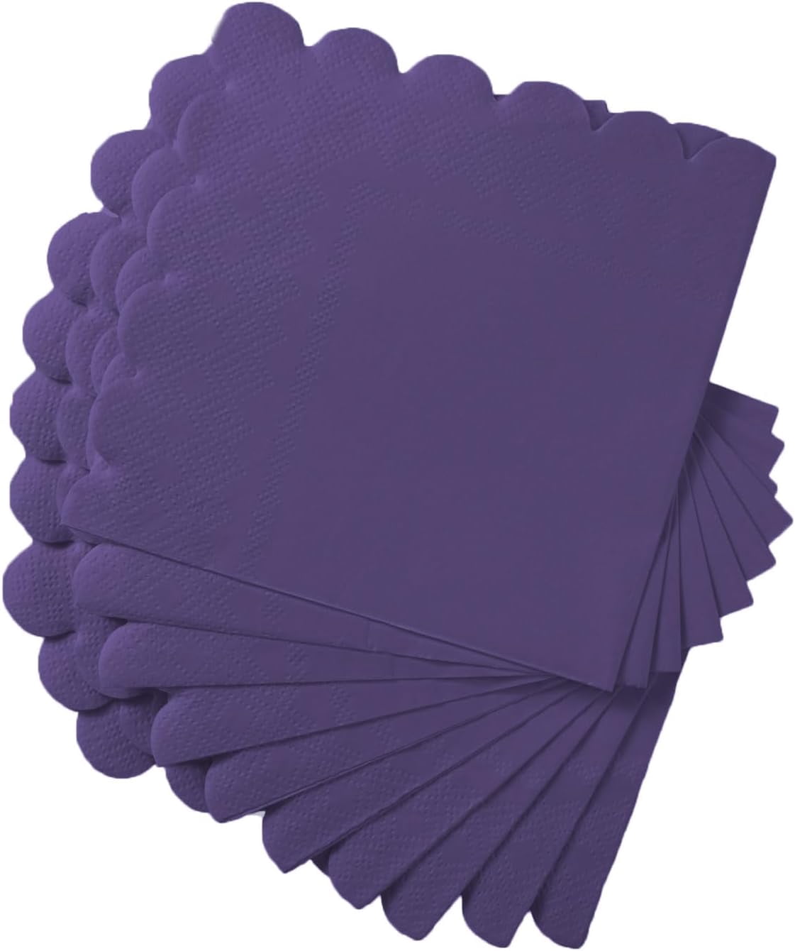 200 Pack Cocktail Napkin 2-Ply Scalloped Edged Dessert Napkins Folded 5 x 5 Inches Disposable Napkins for Dinner Wedding Birthday Party Bridal Anniversary Reception Event (Dark Purple)