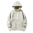 thumbnail image 5 of CHEEREAM Men's Heavyweight Sherpa Lined Fleece Hoodie Jacket Sherpa Lined Thick Warm Thermal Coat with Pockets White XXL, 5 of 5