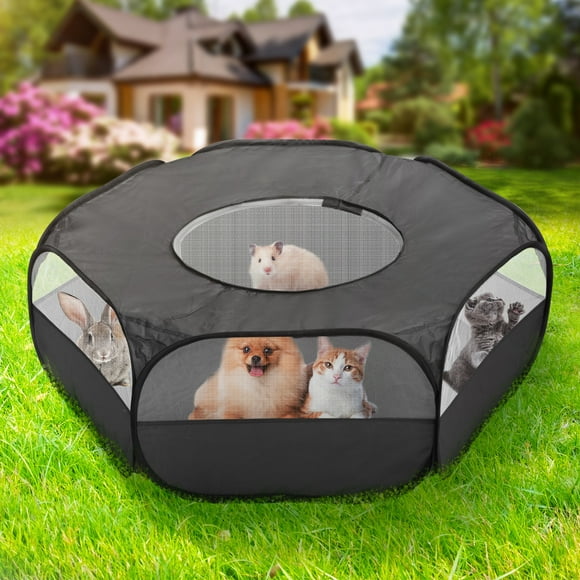 Pet Playpen for Small Animals,Number-one Portable Small Animal Pet Playpen with Cover Foldable Pet Cage Tent Breathable Transparent Pop up Pet Fence for Guinea Pig,Rabbits,Hamsters
