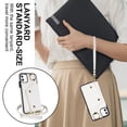 thumbnail image 3 of Crossbody Strap Wallet Case for iPhone 11 with Wrist Strap, 360° Rotating Ring Kickstand & Card Holder PU Leather Purse Magnetic Snap Zipper Case Cover for iPhone 11, White, 3 of 9