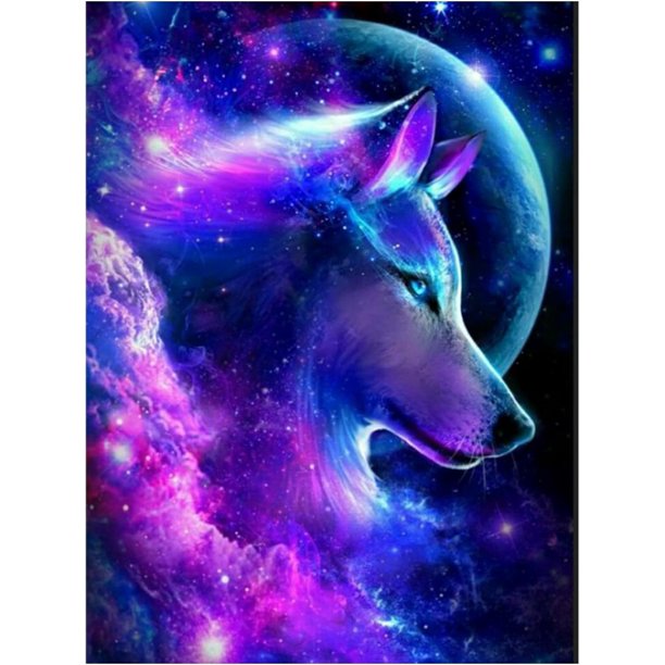 Pintura de diamantes 5D, pintura de diamantes de lobo de nube, bordado completo de diamantes, pintura de diamantes, kit de pintura de diamantes, kit completo de bordado de diamantes, dados