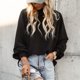 thumbnail image 3 of Blusa de mujer Cuello alto Linterna Mangas largas Color puro Moda Mujer Blusa de ajuste casual Negro S, 3 of 6
