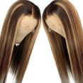 thumbnail image 1 of Femmes Droit Mode Or Dégradé Brun devant Divisé Longs Cheveux Raides, 1 of 7