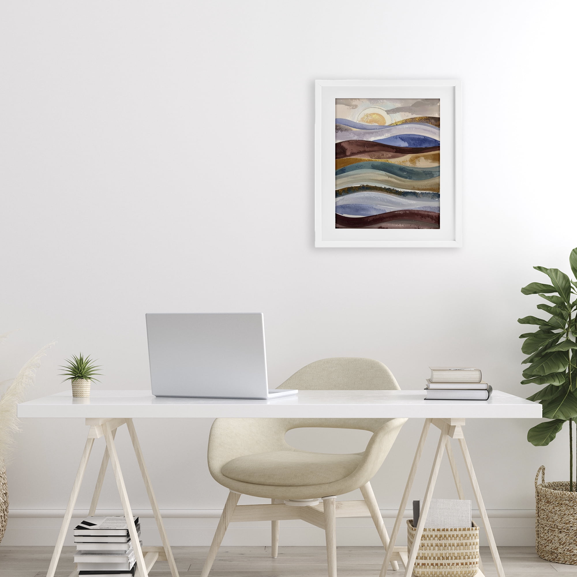 Stupell Industries Layered Ocean Flow White Framed Print Under Glass, design by Alonza Saunders