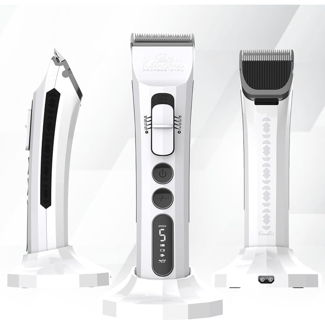 Máquina cortapelo para perros Kenchii Flash 4 en 1 digital inalámbrica blanca