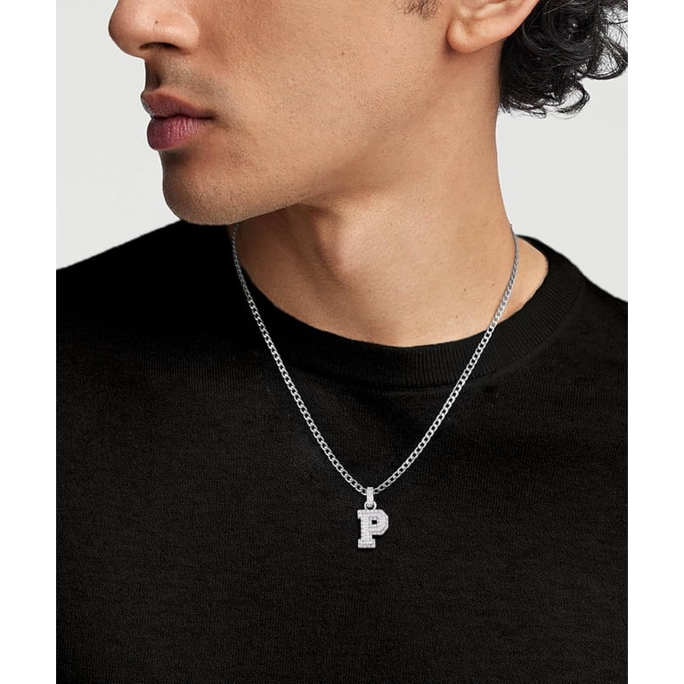 Initial A-Z Letter Pendant Necklace for Men 18K Gold Plated