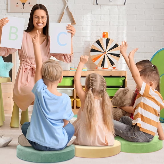 8 Pcs Round Floor Pillow Cushions for Kids Classroom 15'' Soft Flexible Seating Chair Floor Seats for Reading Corner Playroom - Autumn Winter School Supplies (Forest Friends Series)