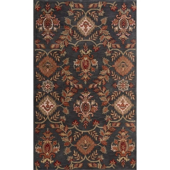 Pemberly Row Contemporary 4X6 Charcoal Handtufted Wool Area Rug