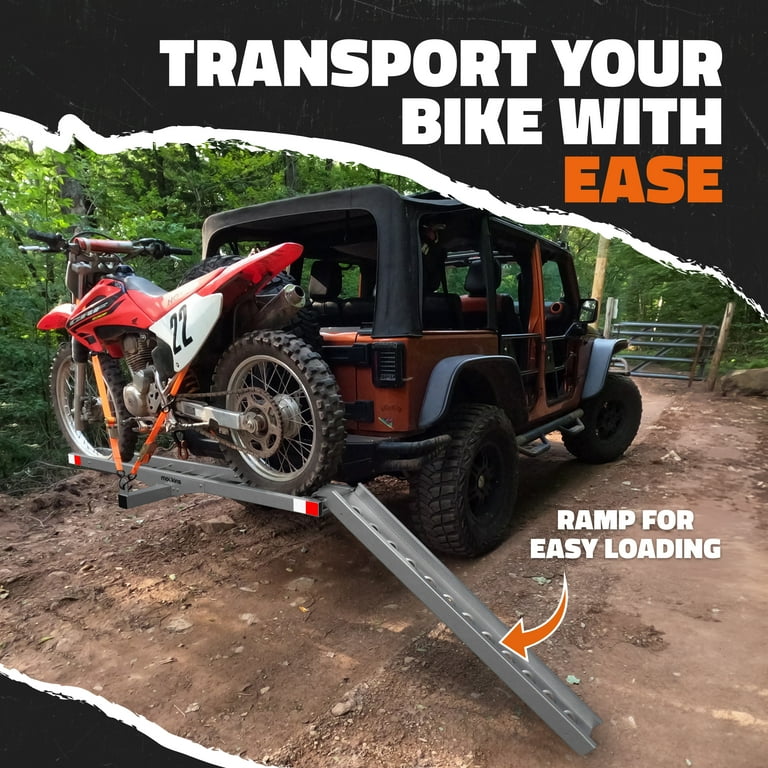Mockins 73 Steel Dirt Bike Rack Hitch Mount Hauler Ramp Rust Proofed Hitch Carrier 500 lbs Support Walmart