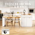 thumbnail image 5 of 82.6" Fluted Kitchen Island with Extendable Table (4-6 Seats), Power Outlet, Double-Side Storage, 2 Drawers, 2 Open Shelves, White, 5 of 8