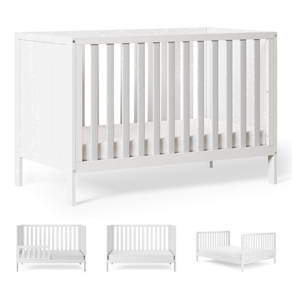 HARPPA 5-in-1 Convertible Baby Crib for Infant to Toddler, White