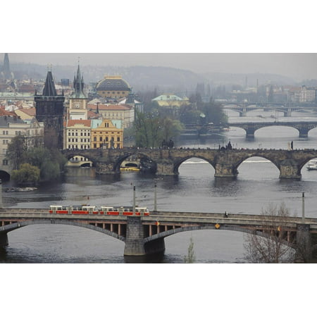 Czech Republic, Prague, View of Vitava River and the Old Town Print Wall Art By Ali