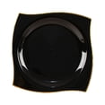 thumbnail image 3 of Balsa Circle 10 Square Black 8" Disposable Salad Plastic Plates Wavy Gold Trim Party Events Tableware Decorations, 3 of 8