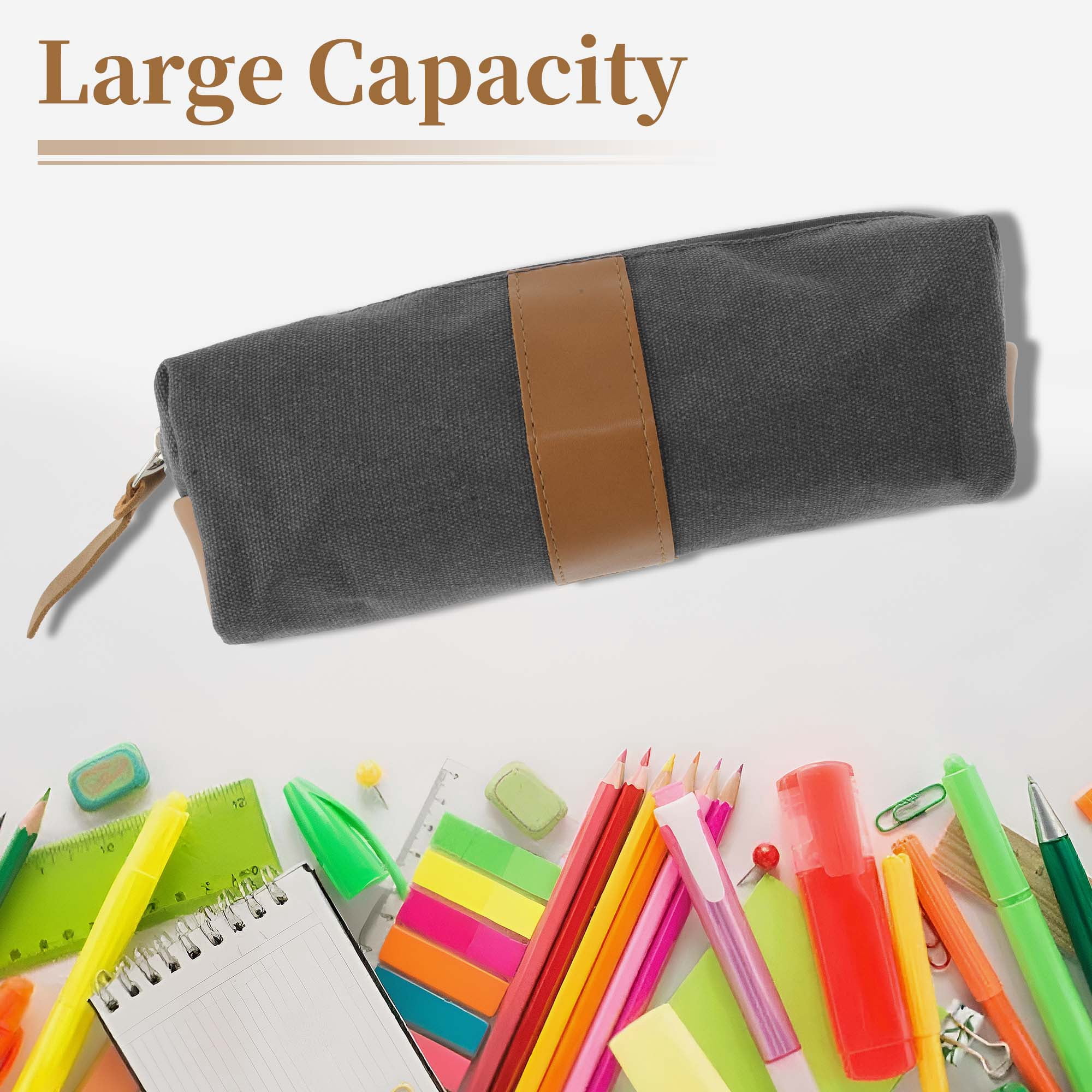 Unique Bargains Oxford Patchwork Style Aesthetic Pen Bag Organizer Gray