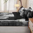 thumbnail image 5 of Homewish Watercolor Block Zipper Twin Comforter Sets with Fitted Sheet and 2 Pillowcases,Abstract Grunge Zipper Bedding Set,Gray,Black Reversible,4pcs, 5 of 8