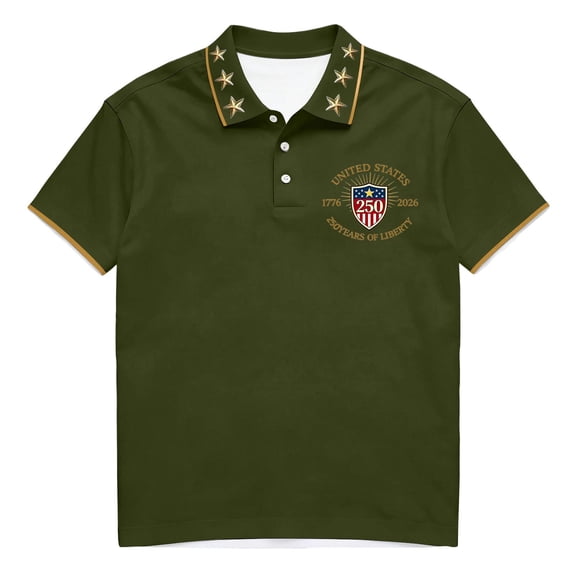 Men's USA 250th Anniversary Polo Shirt We The People Patriotic Flag Short Sleeve Golf Tee
