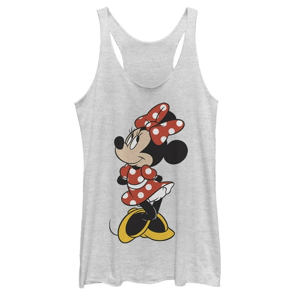 Women's Mickey & Friends Smiling Minnie Mouse Portrait Racerback Tank Top White Heather X Small