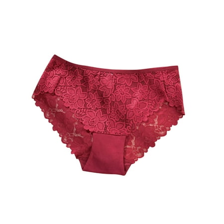 OGLCCG Women Seamless Underwear Plus Size Breathable Floral Lace High Waist Bikini Panty Brief Solid Color Soft Stretch Underpants