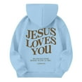 thumbnail image 4 of Grblisyd Christian Hoodie for Girls Kids 10-12 Hoodie Long Sleeve Jesus Loves You Casual Sweatshirts for Teen Girls Drawstring Pullover Cute Kids Clothes Blue 120, 4 of 5