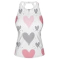 thumbnail image 3 of Women's Printed Tankini Top - High Elasticity Slim-Fit Swimsuit with Removable Straps & Cups, Perfect for Beach & Pool Parties，Pink and Gray Hearts, 3 of 7