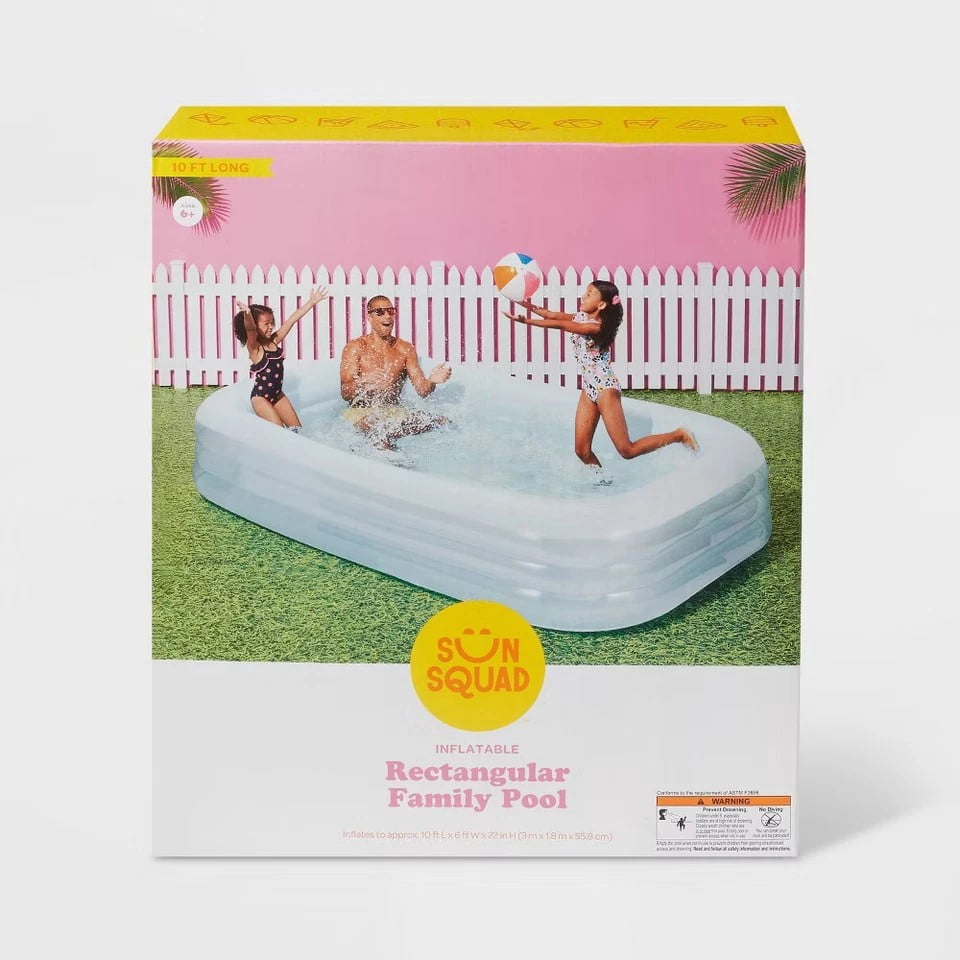 Sun Squad Inflatable Pool Above Ground Kids Outdoor Ages 6+ 10FT Deluxe
