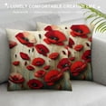 thumbnail image 3 of Leisuo  Beautiful Flower Poppy Pillow Case,Red Flower Cushion Cover Square Standard Home Decorative for Men/Women Red Brown White, 3 of 5