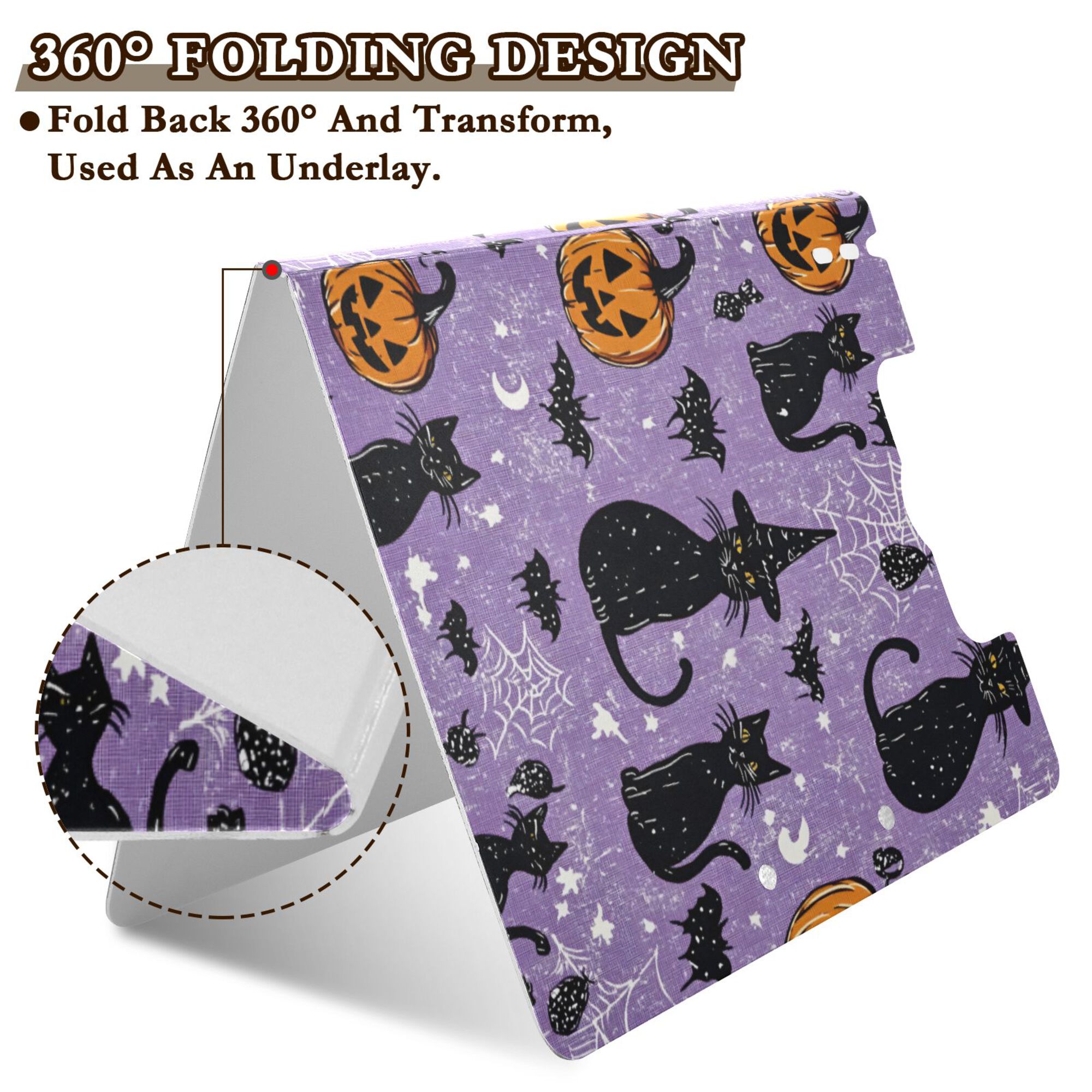 FORMRS A4 Clipboard Folder with Pen Holder Horizontal Foldable School Office Binder, Halloween Cats