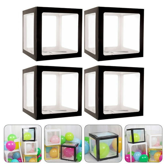 WHAMVOX Black Balloon Box for Party Decoration PVC Easy Assembly Versatile Design 4Pcs