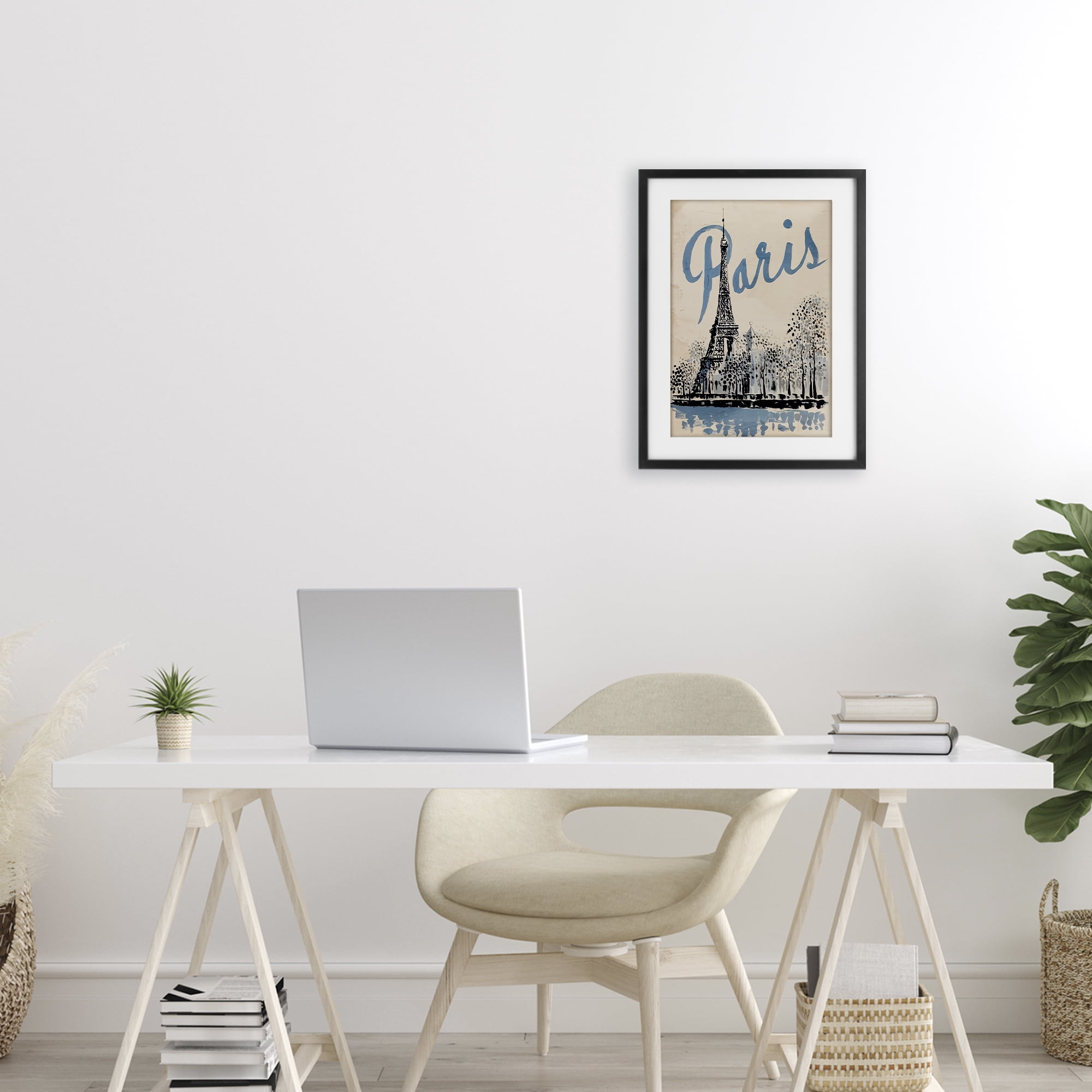Stupell Industries Blue & Beige Paris Travel Black Framed Print Under Glass, design by Annabelle Hall