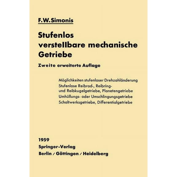 Stufenlos Verstellbare Mechanische Getriebe, (Paperback)
