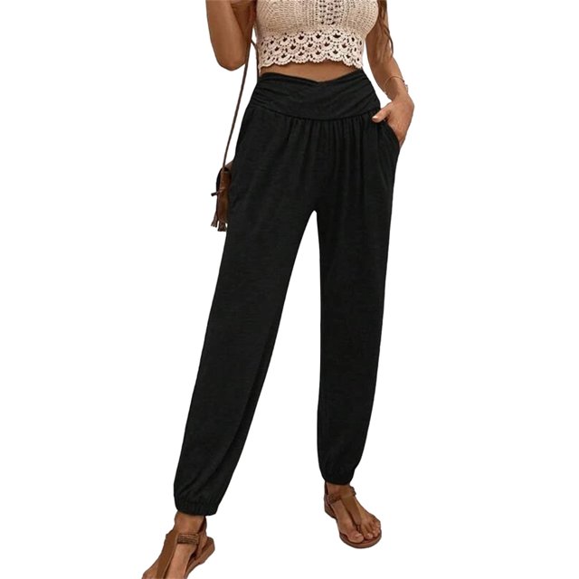 SUNSIOM Pantalon de Pyjama pour Femmes Doux et Confortable Taille Haute avec Poches Bas de Pyjama Extensible