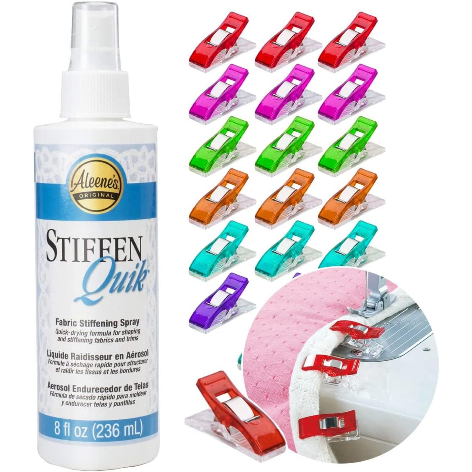 Aleenes Stiffen Quik Fabric Spray (8oz) Washable Adhesive for Fabric