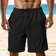 thumbnail image 2 of Mens Shorts Lightweight Soft Linen Summer Beach Short Pants with Pockets Drawstring Elastic Waist Sweat Shorts, Black XL, 2 of 7