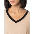 thumbnail image 4 of Fruit of the Loom Women's Soft & Breathable V-Neck Short Sleeve Top & Pajama Pant Set, Sizes S-4X, 4 of 10