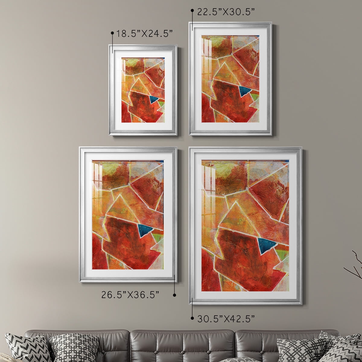 Wexford Home Primary Connection VII Premium Framed Print, 30.5" x 42.5" - Ready to Hang, Silver (Set of 2)